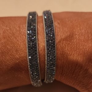 Double Wrap Leather Braclet With  Crystals